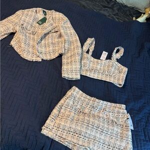 Wild Fable Cream and Black Tweed Set